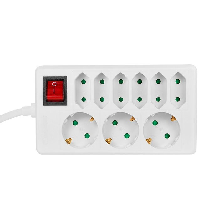 LogiLink LPS201 Extensión de alimentación con 9 salidas AC, Blanco