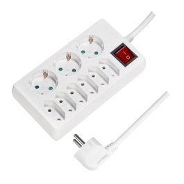 LogiLink LPS201 Extensión de alimentación con 9 salidas AC, Blanco