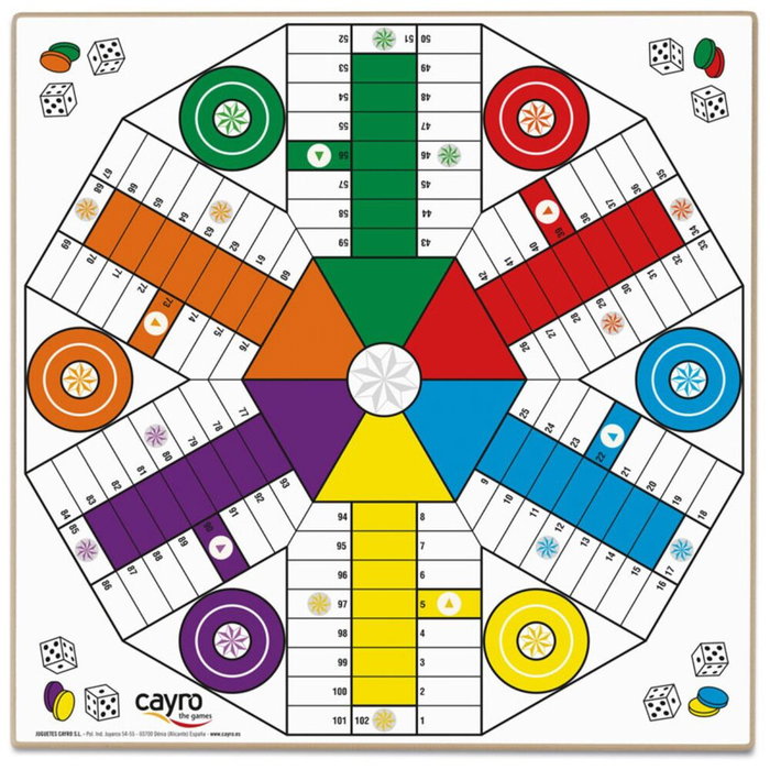 Cayro Tablero Parchís y Oca de Madera para 6 Jugadores (40x40 cm) inevitable