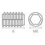 Edm Tornillo prisionero manilla Trn04 M6 x 6 mm, 10 uds