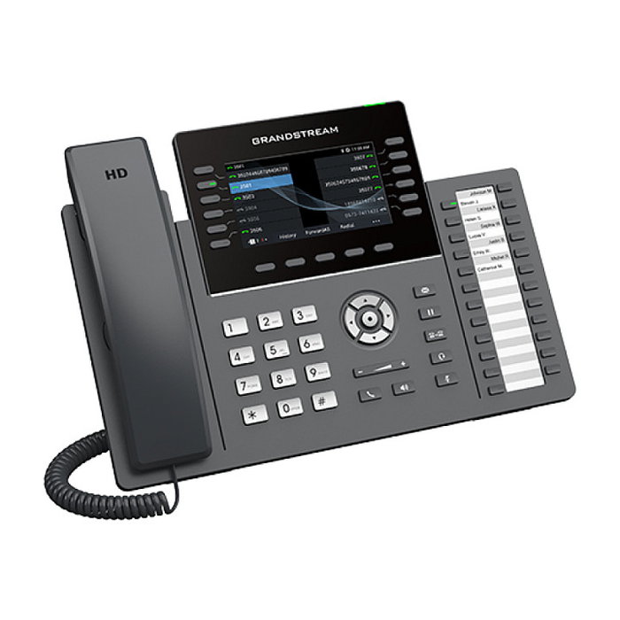 Grandstream Teléfono IP GRP-2636 con Pantalla LCD de 4.3 Pulgadas, 12 Líneas, Wi-Fi, Bluetooth y PoE, Negro