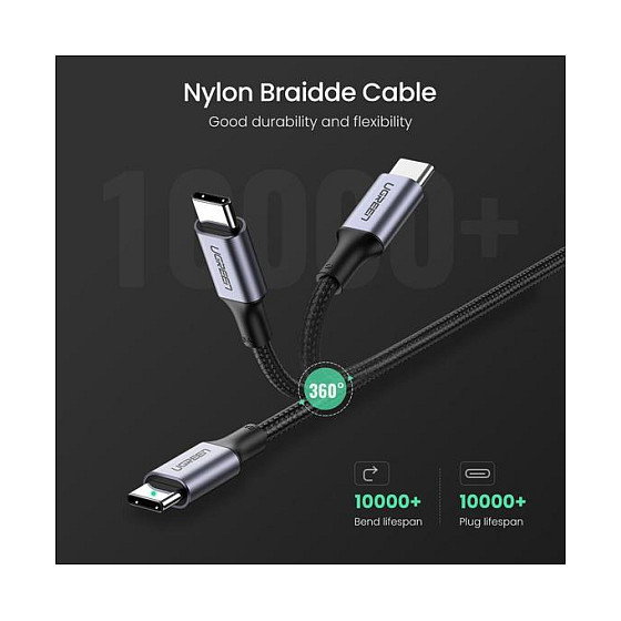 Ugreen Cable USB-C a USB-C 100W Trenzado Negro Ugreen Cable USB-C a USB-C 100W Trenzado Negro