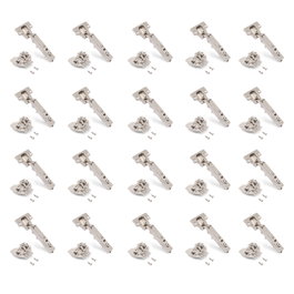Emuca Lote de 20 bisagras rectas X92 con cierre suave y suplementos montaje mixto, Diámetro 5x9.5mm, Altura 0, Acero, Níquel
