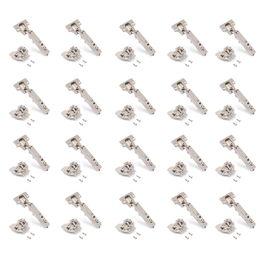 Emuca Lote de 20 bisagras rectas X92 con cierre suave y suplementos montaje mixto, Diámetro 5x9.5mm, Altura 0, Acero, Níquel