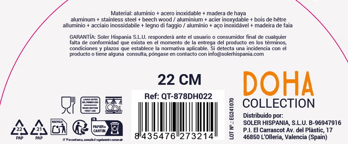 Inde Sartén Full Doha Quttin de Aluminio Forjado 22 cm (6 Unidades)