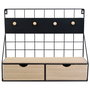 Home Deco Factory Estante Deco Filaire 2 Cajones Con Panel Iman Para Colgar o Apoyar 41x15x34 cm