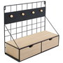 Home Deco Factory Estante Deco Filaire 2 Cajones Con Panel Iman Para Colgar o Apoyar 41x15x34 cm