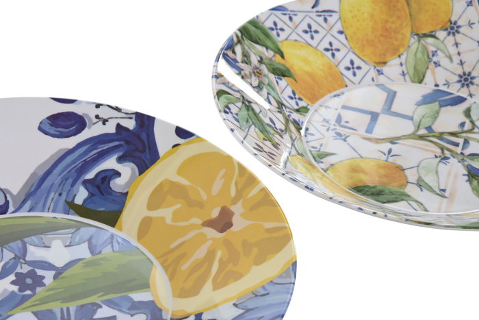 DKD Home Decor Plato de Melamina Azulejos 2 Surtido Azul y Amarillo DKD Home Decor Plato de Melamina Azulejos 2 Surtido Azul y Amarillo