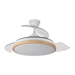 Evros Ventilador DC 59W 6980lm Blanco/Haya 107cm con Aspas Desplegables y 3 Temperaturas de Luz (3000-4000-6000K) Mando y Temporizador