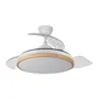 Evros Ventilador DC 59W 6980lm Blanco/Haya 107cm con Aspas Desplegables y 3 Temperaturas de Luz (3000-4000-6000K) Mando y Temporizador