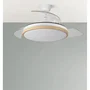 Evros Ventilador DC 59W 6980lm Blanco/Haya 107cm con Aspas Desplegables y 3 Temperaturas de Luz (3000-4000-6000K) Mando y Temporizador