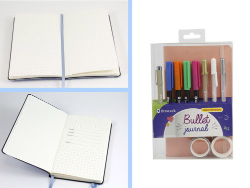 Bismark 330619 Set Libreta Bullet Soft + Rotuladores Pincel y Bolígrafos