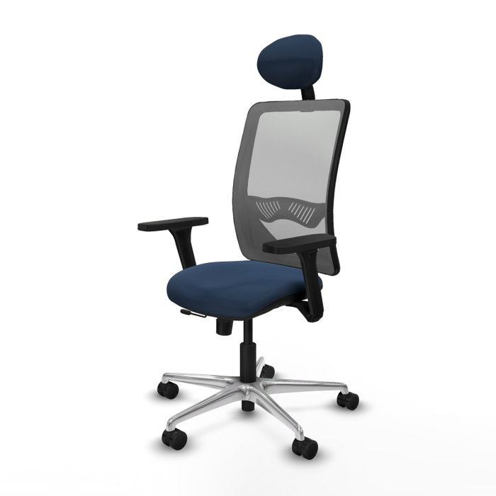 PIQUERAS Y CRESPO Silla de oficina Zulema con mecanismo Sincro/Traslack Azul marino y Gris