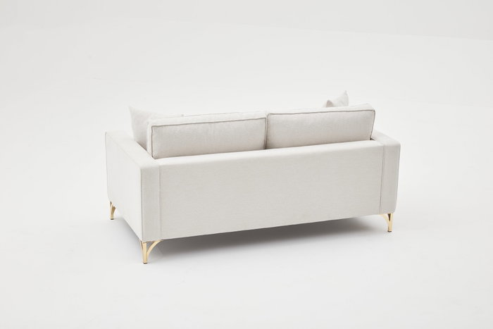 Atelier Del Sofa Sofá de 2 Plazas Berlin, Crema y Dorado, Ancho 180 cm, Alto 83 cm, Profundo 91 cm
