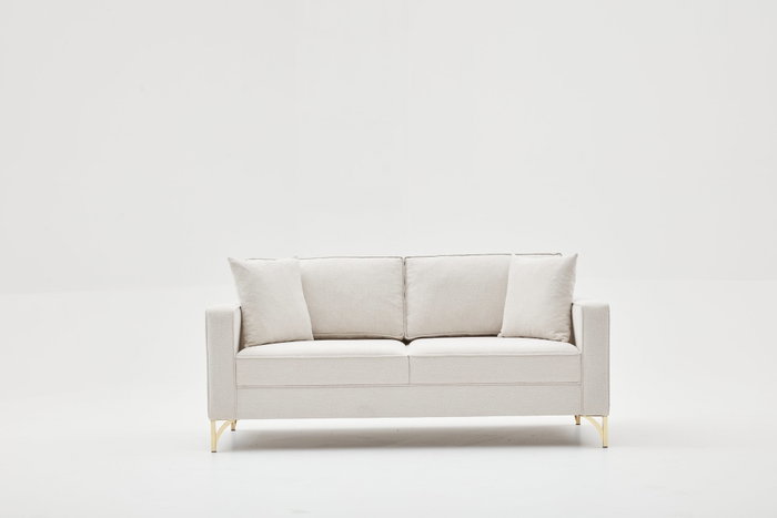 Atelier Del Sofa Sofá de 2 Plazas Berlin, Crema y Dorado, Ancho 180 cm, Alto 83 cm, Profundo 91 cm