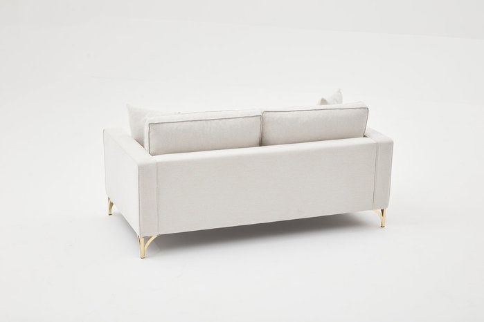 Atelier Del Sofa Sofá de 2 Plazas Berlin, Crema y Dorado, Ancho 180 cm, Alto 83 cm, Profundo 91 cm
