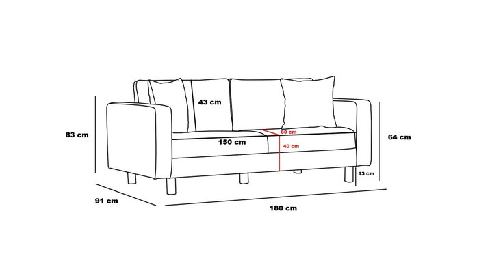 Atelier Del Sofa Sofá de 2 Plazas Berlin, Crema y Dorado, Ancho 180 cm, Alto 83 cm, Profundo 91 cm
