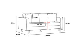 Atelier Del Sofa Sofá de 2 Plazas Berlin, Crema y Dorado, Ancho 180 cm, Alto 83 cm, Profundo 91 cm