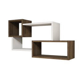 Hanah Home Estantería de Pared Blanca y Nogal 90.6cm Ancho x 51cm Alto x 20cm Profundidad