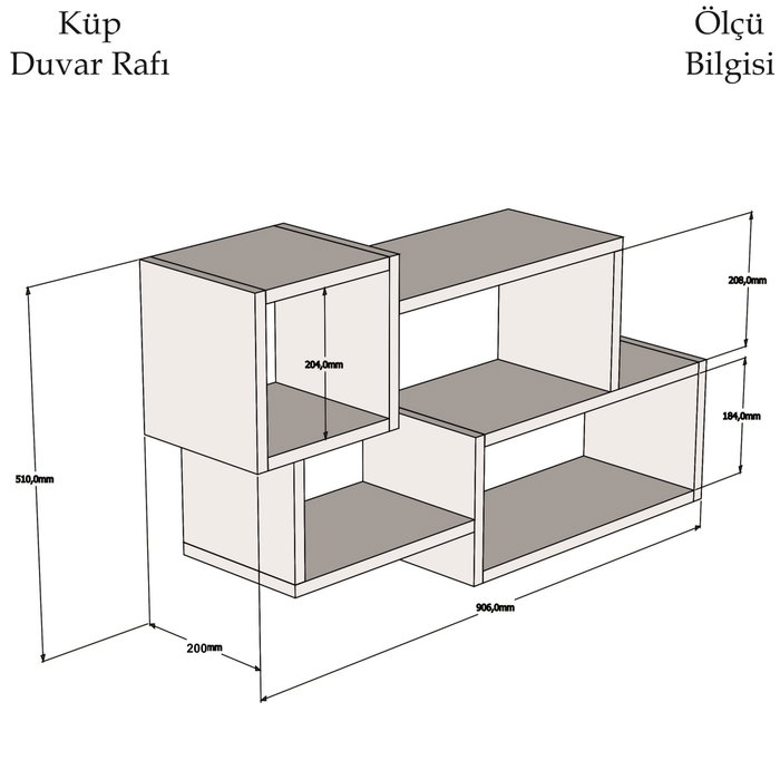 Hanah Home Estantería de Pared Blanca y Nogal 90.6cm Ancho x 51cm Alto x 20cm Profundidad