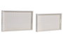 DKD Home Decor Set de 2 Bandejas de PU y Madera Blanco 44x27x4 cm