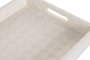 DKD Home Decor Set de 2 Bandejas de PU y Madera Blanco 44x27x4 cm