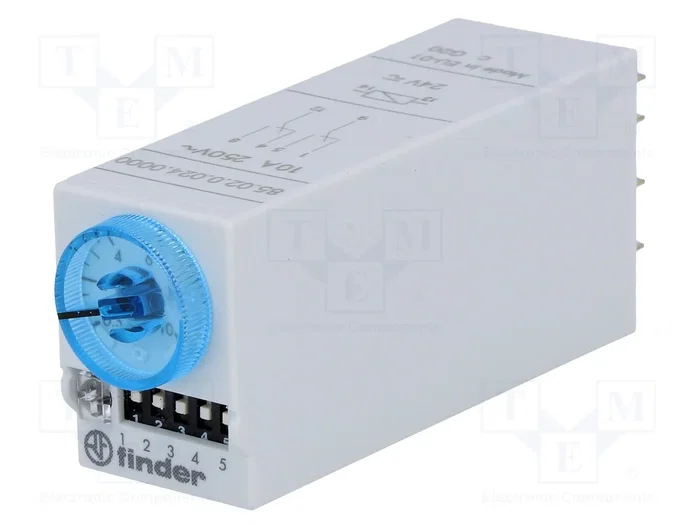 FINDER Relé de tiempo Serie 85 DPDT 24VAC/24VDC FINDER Relé de tiempo Serie 85 DPDT 24VAC/24VDC