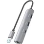 Aisens ASUC-4P035-GR Hub USB Tipo-C 3.1 Gen1 a Ethernet Gigabit con 2 USB-A y 1 USB-C, Gris