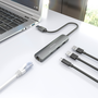 AISENS Dock USB-A a Ethernet Gigabit + Hub 1xUSB-C+2xUSB-A, Gris, 15cm, RTL8153B