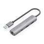 AISENS Dock USB-A a Ethernet Gigabit + Hub 1xUSB-C+2xUSB-A, Gris, 15cm, RTL8153B
