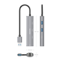 AISENS Dock USB-A a Ethernet Gigabit + Hub 1xUSB-C+2xUSB-A, Gris, 15cm, RTL8153B