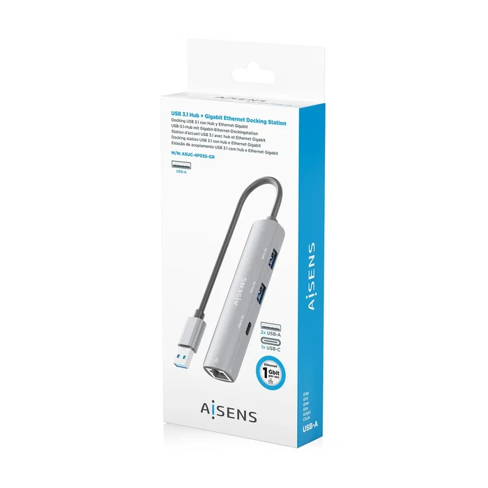 Aisens ASUC-4P035-GR Dock USB-A a Ethernet Gigabit + Hub 1xUSB-C + 2xUSB-A Gris Aisens ASUC-4P035-GR Dock USB-A a Ethernet Gigabit + Hub 1xUSB-C + 2xUSB-A Gris
