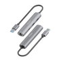 Aisens Docking Station USB-A a Gigabit Ethernet + Hub 1xUSB-C y 2xUSB-A, Gris