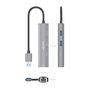 Aisens Docking Station USB-A a Gigabit Ethernet + Hub 1xUSB-C y 2xUSB-A, Gris