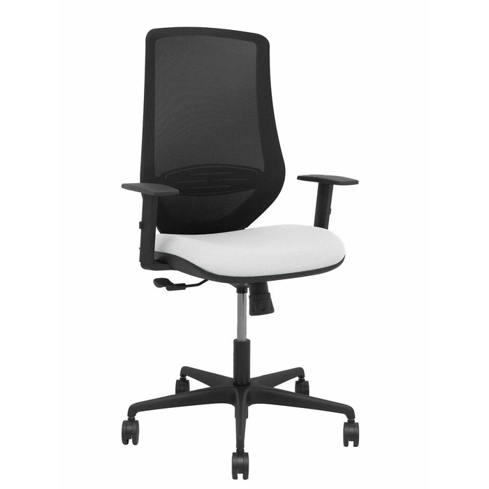 PIQUERAS Y CRESPO Silla Mardos con Mecanismo Sincro, Malla Negra y Asiento Blanco