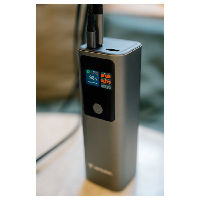 Verbatim Charge 'n' Go Powerbank 27000 mAh, 99.9Wh, Gris Metal, Carga Rápida PD 3.1 QC 3.0, Pantalla TFT, 3 Puertos