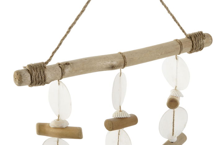 DKD Home Decor 3 x 52 x 30 cm (4 Unidades) Decoracion Colgante Mediterraneo Madera Resina Multicolor Natural Hecho a mano