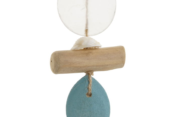 DKD Home Decor 3 x 52 x 30 cm (4 Unidades) Decoracion Colgante Mediterraneo Madera Resina Multicolor Natural Hecho a mano