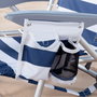 Aktive Silla de playa plegable baja rayas azul marino y blanco con cojín y bolsillo