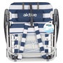 Aktive Silla de playa plegable baja rayas azul marino y blanco con cojín y bolsillo