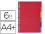 Exacompta Separadores maxi de cartulina lustrada, 6 separadores DIN A4+ multitaladro, colores vivos, papel reciclado 220g/m²