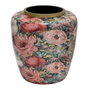 DKD Home Decor Jarrón de Metal con Diseño de Flores Rosa