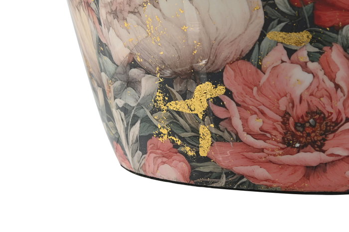 DKD Home Decor Jarrón de Metal con Diseño de Flores Rosa