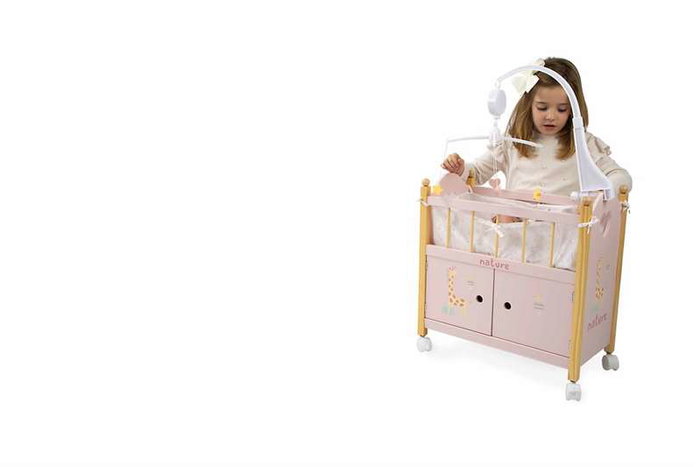 Muñecas Arias Cuna / Armario Nature para Niño/a, 50.5x27x54 cm con Carrusel, Para Edad Mínima de 36 Meses