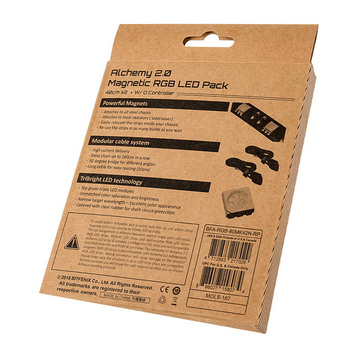 BitFenix Alchemy 2.0 Magnetic RGB-LED-Strip Kit (2x 40cm, 2x 21 LEDs)
