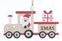 DKD Home Decor Colgante Navidad Tren Tradicional Natural Rojo MDF Cuerda 12 x 5.5 x 0.5 cm (24 Unidades)