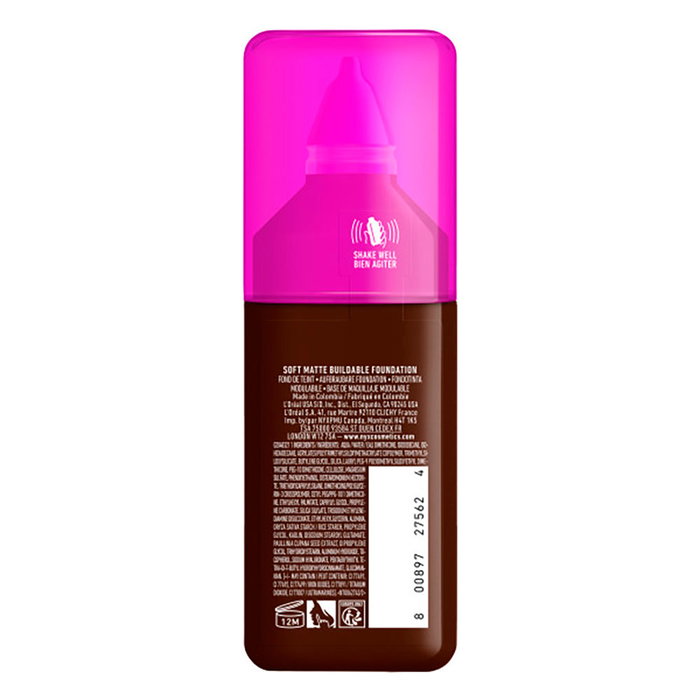NYX Professional Make Up Make 'Em Wonder Soft Matte Foundation - Base Líquida de Larga Duración Mate, #Deep Ebony, 30 ml