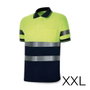 Marca Polo alta visibilidad bicolor manga corta tejido poliester 160g transpirable amarillo fluorescente y azul marino talla XXL 1288pavxmcyfa/xxl