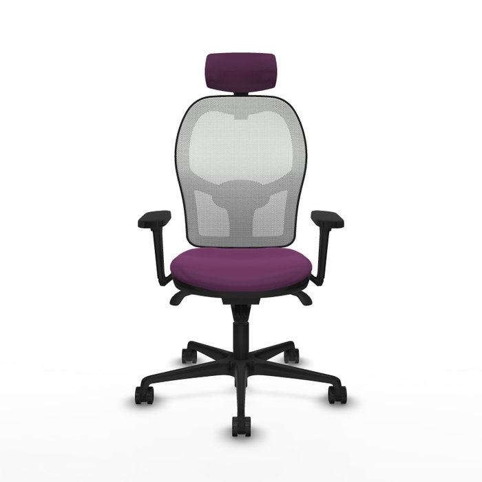 PIQUERAS Y CRESPO Silla de oficina Jorquera con mecanismo Sincro, Similpiel Morado y Malla Blanca