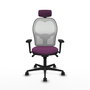 PIQUERAS Y CRESPO Silla de oficina Jorquera con mecanismo Sincro, Similpiel Morado y Malla Blanca